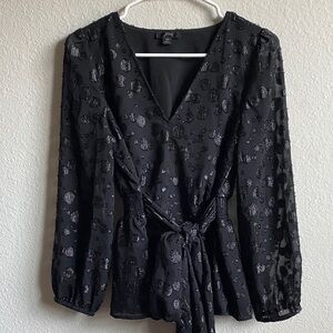 J. Crew Black V-Neck Blouse